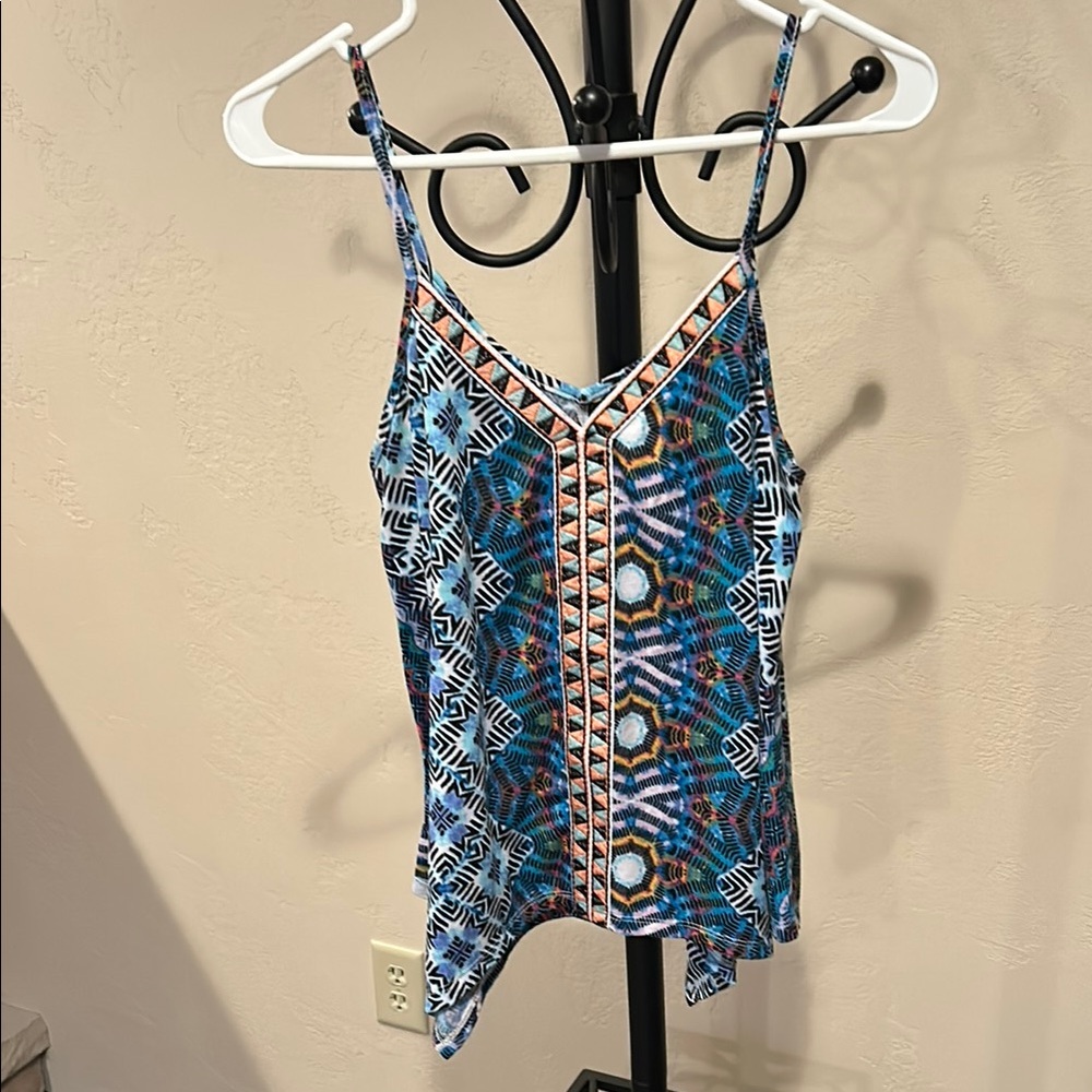 Geometric Blue Spaghetti Strap Top